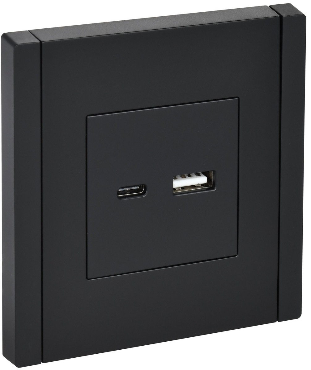 Розетка IEK FORTE&PIANO Черный USB A+C 3,1А FP150