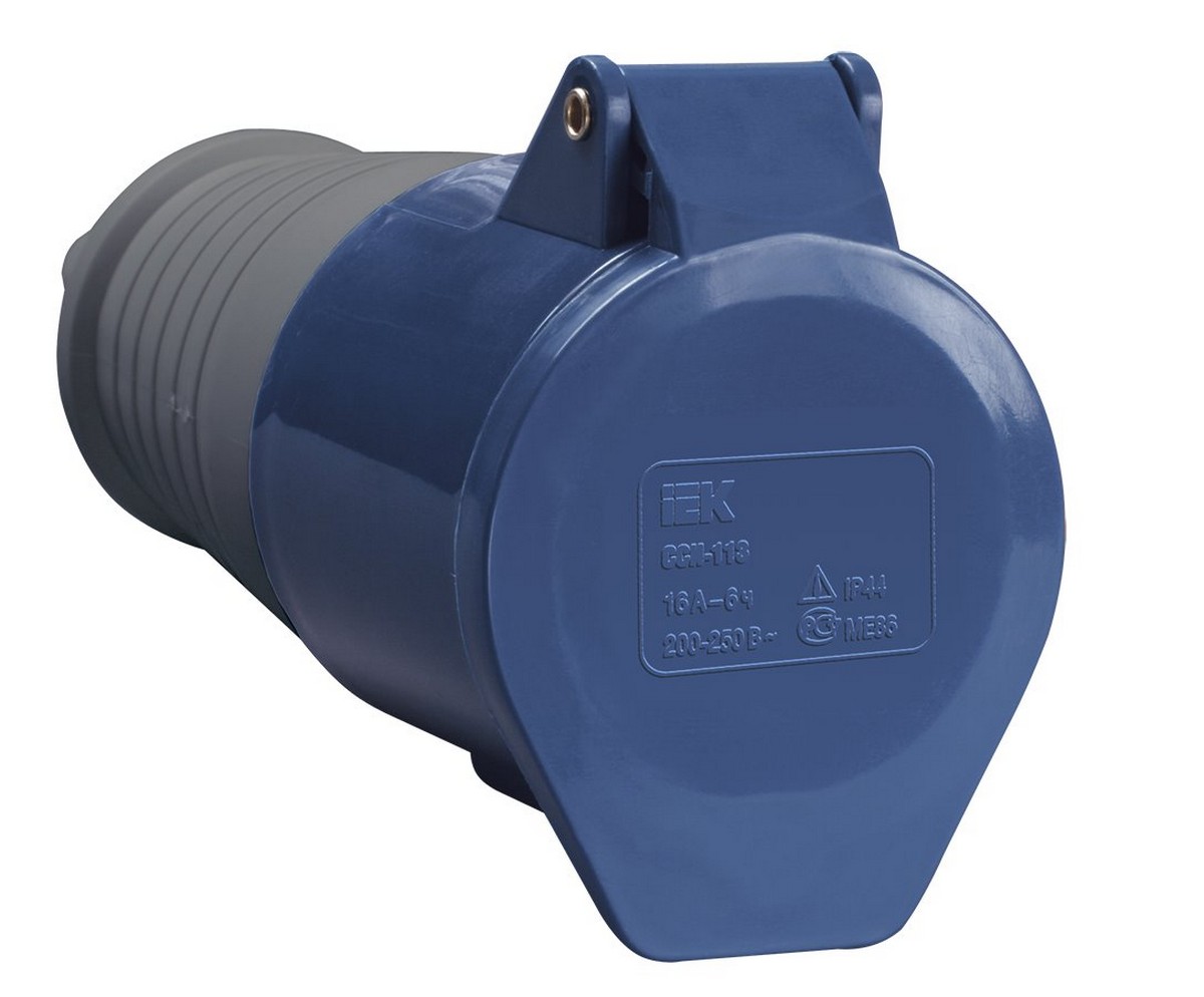 Силовые разъемы и вилки Розетка кабельная IEK 213 переносная 2Р+РЕ 16А 220В IP44 PSR21-016-3 