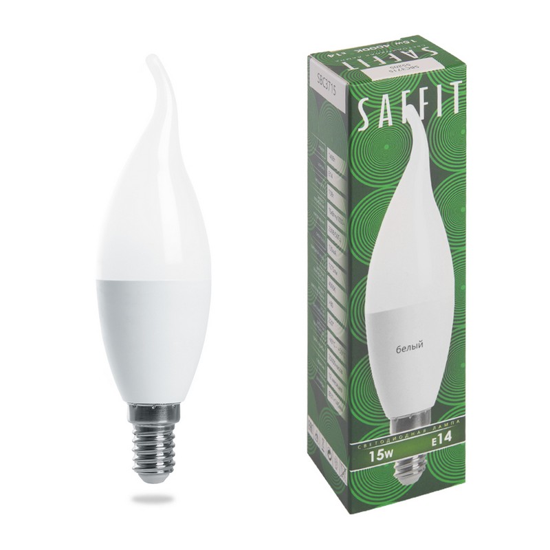 Лампа светодиодная SAFFIT SBC3715 Свеча на ветру E14 15W 4000K 55205