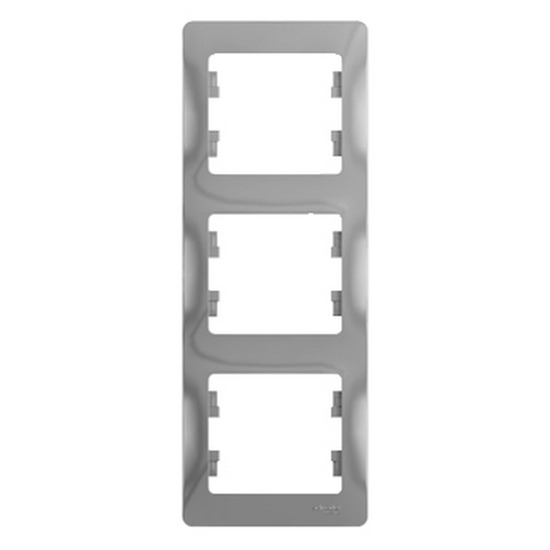 Рамка Systeme Electric Glossa Алюминий 3-я, вертикальная GSL000307