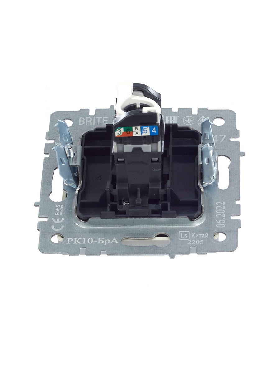 Розетка IEK BRITE компьютерная RJ45 кат.5E РК10-БрА алюминий BR-K10-1-K47