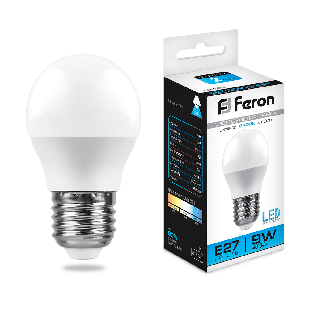 Лампа светодиодная Feron LB-550 E27 9W 6400K 230V 25806
