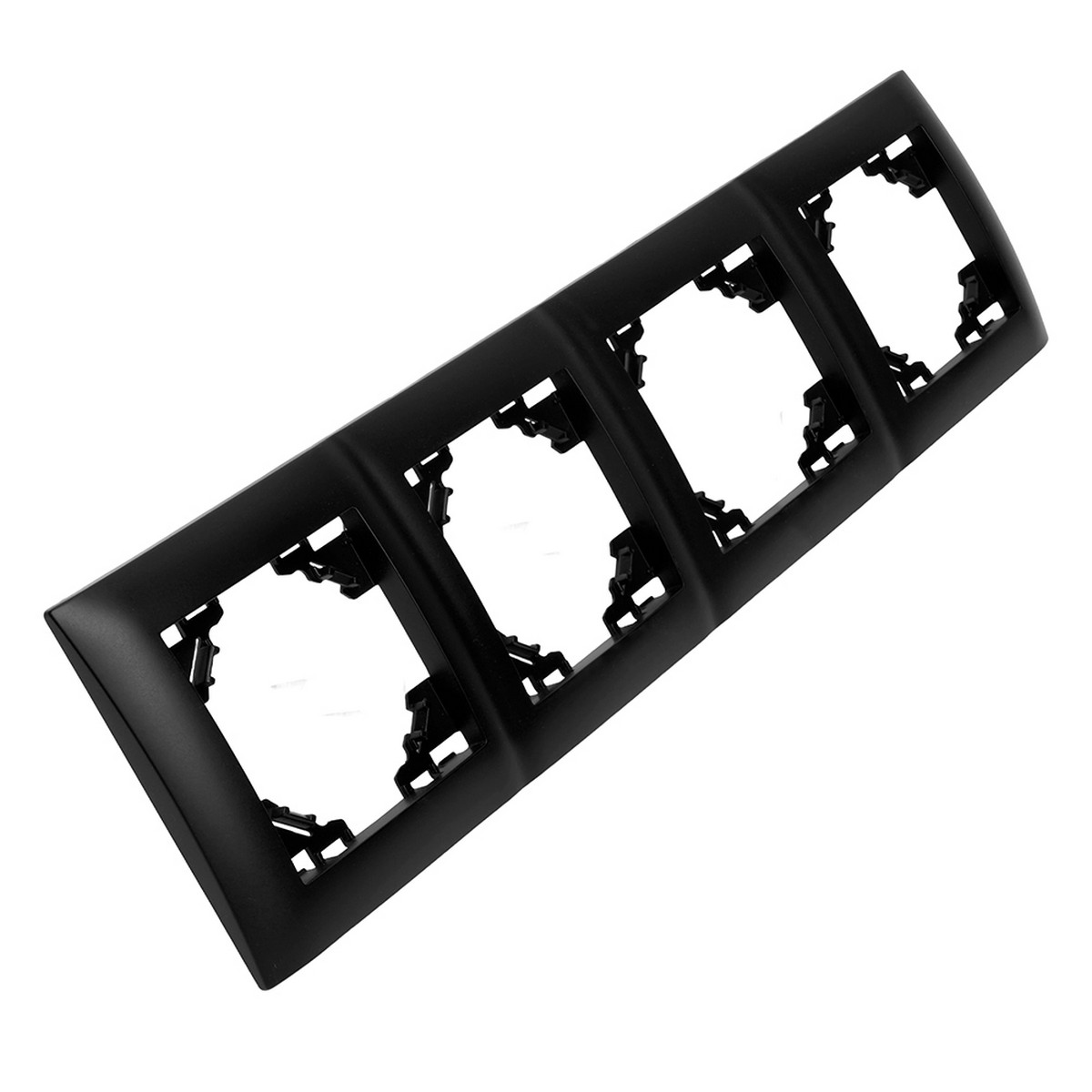 Эрна - Розетки и выключатели Stekker Рамка STEKKER 4-местная Эрна Элегант черный PFR00-9014-03 49664