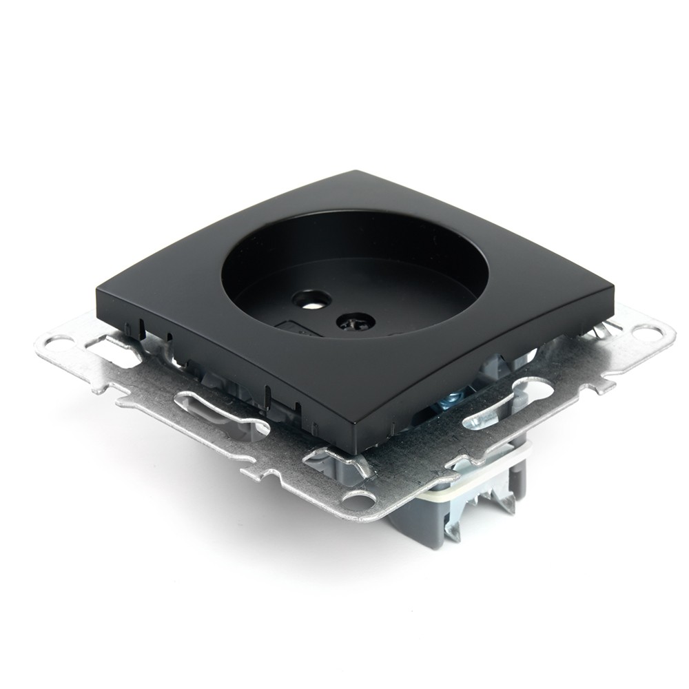 Эрна - Розетки и выключатели Stekker Розетка 1-местная б/з STEKKER PST10-9109-03 10А с защ. шторкой Эрна черный 49153