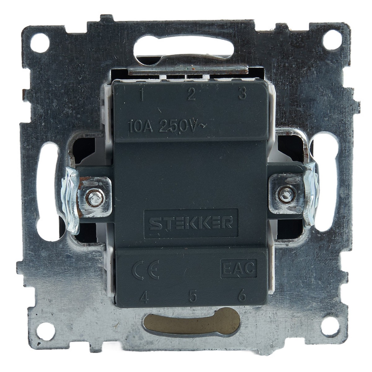Выключатель 2-клавишный c индикатором STEKKER GLS10-7102-05 10А Катрин черный 39607