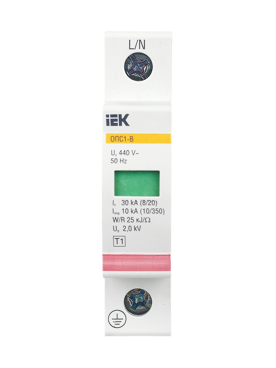 Ограничитель перенапряжения IEK KARAT (УЗИП) ОПС1-B 1Р In=30kA Un=400B Im=60kA MOP20-1-B