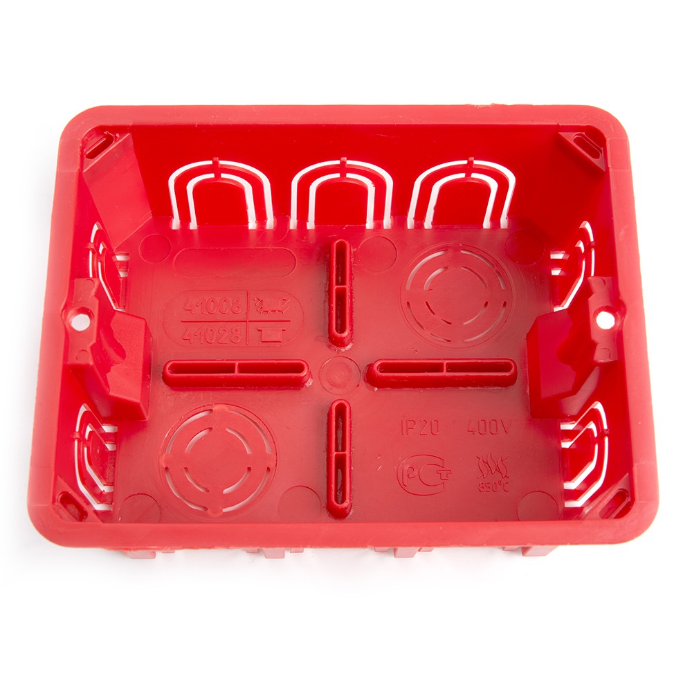 Коробка монтажная STEKKER EBX30-01-1-20-120 для сплошных стен, с крышкой, 120*92*45мм , красный 49005