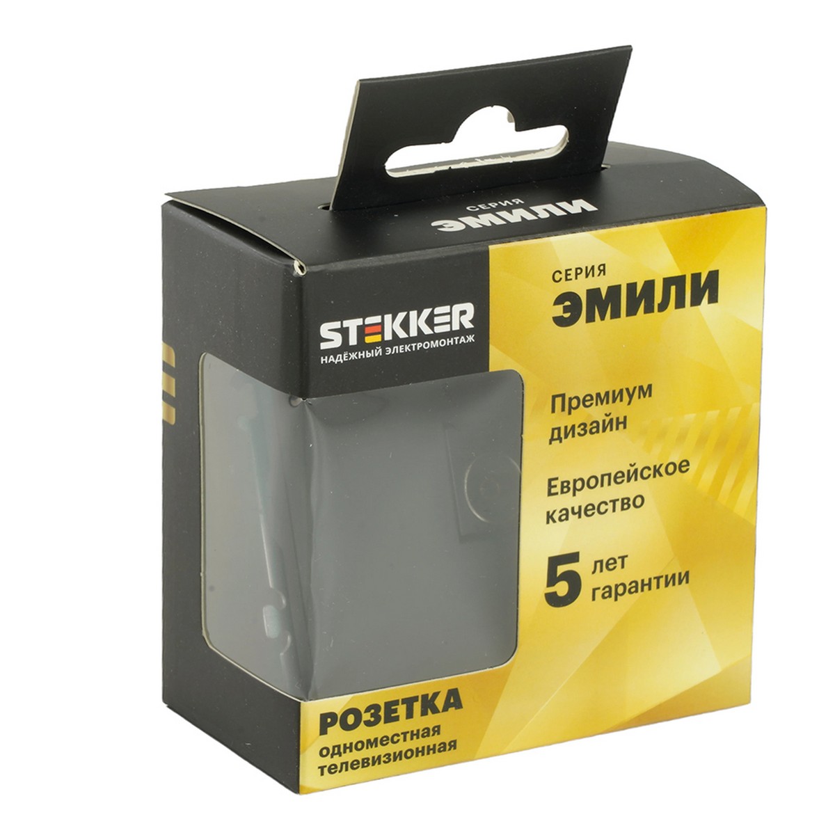 Розетка телевизионная 1-ая STEKKER Эмили RST00-5108-05 75 Ом 5-862МГц  черный уголь soft touch 49849