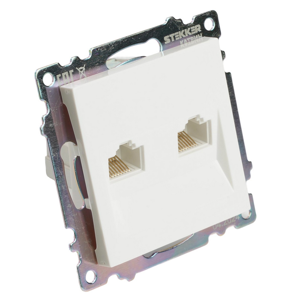 Розетка компьютерная 2-местная RJ-45 STEKKER GLS00-7109-01 Катрин белый 50003