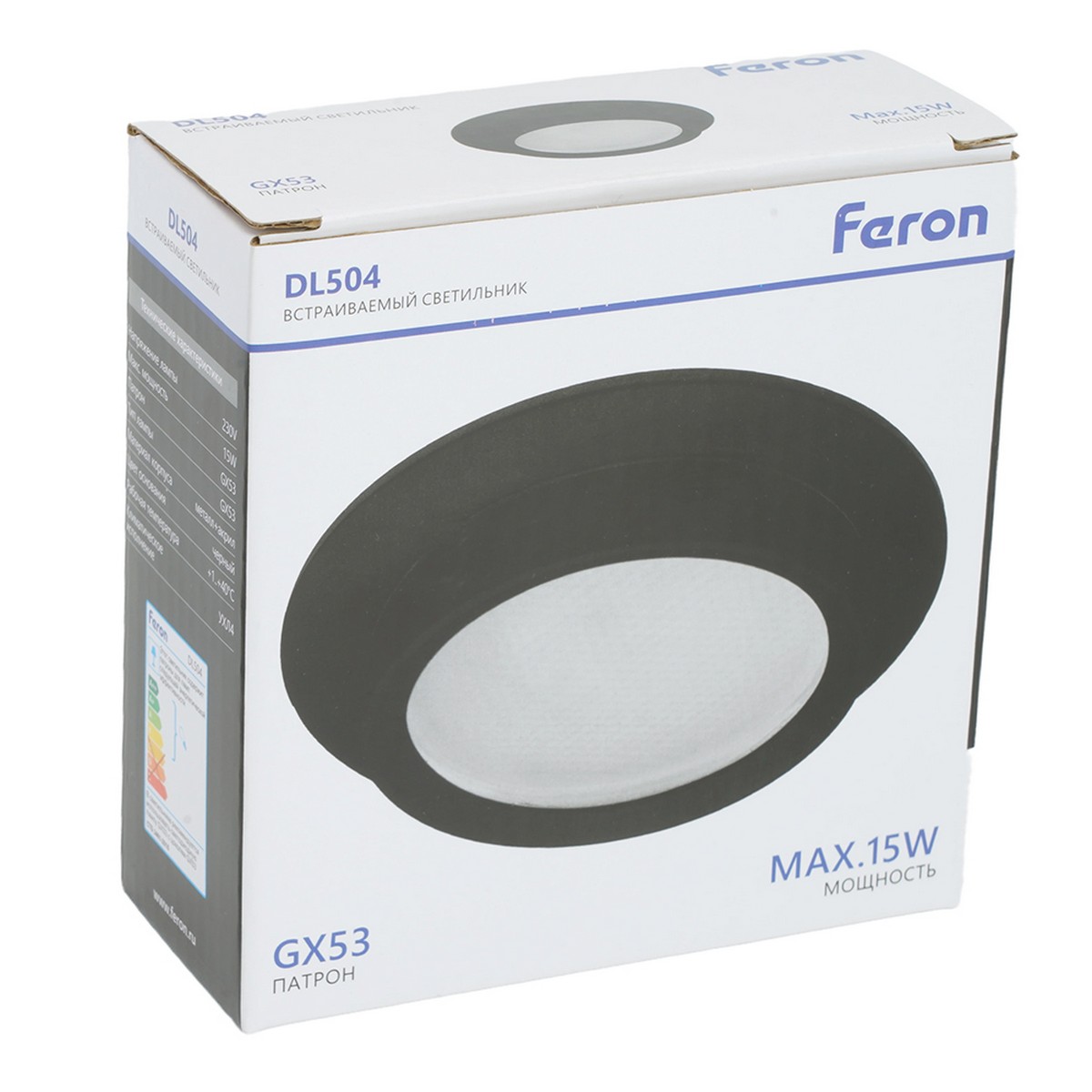 Встраиваемые светодиодные светильники Светильник встраиваемый Feron DL504 потолочный GX53 черный круг IP44 51102 
