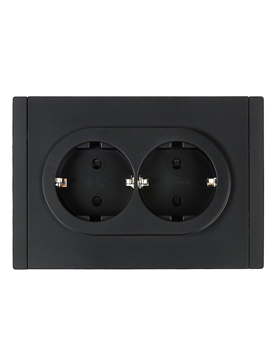 IEK FORTE&PIANO Черный Розетка IEK FORTE&PIANO Черный 2-я с/з со шт безвинтовое крепление 16А FP123