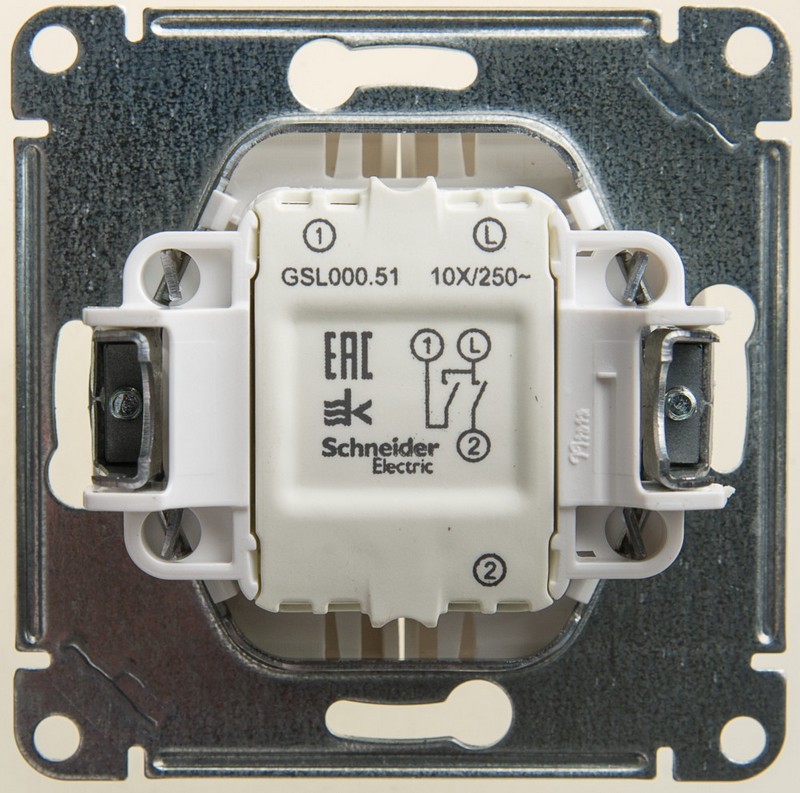 Выключатель Systeme Electric Glossa Перламутр 2-клавишный, сх.5, 10АХ механизм GSL000651