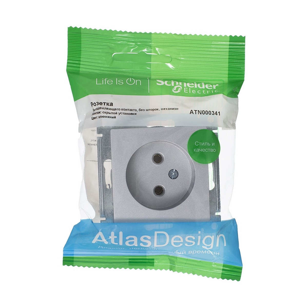 Розетка Systeme Electric AtlasDesign Алюминий б/з, 16А, ATN000341