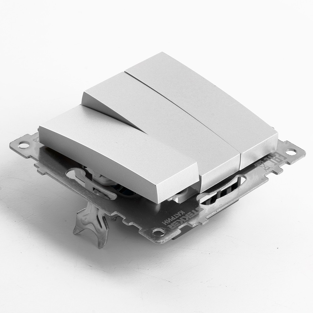 Катрин - Розетки и выключатели Stekker Выключатель 3-клавишный STEKKER GLS10-7108-03 250V 10А Катрин серебро 49173