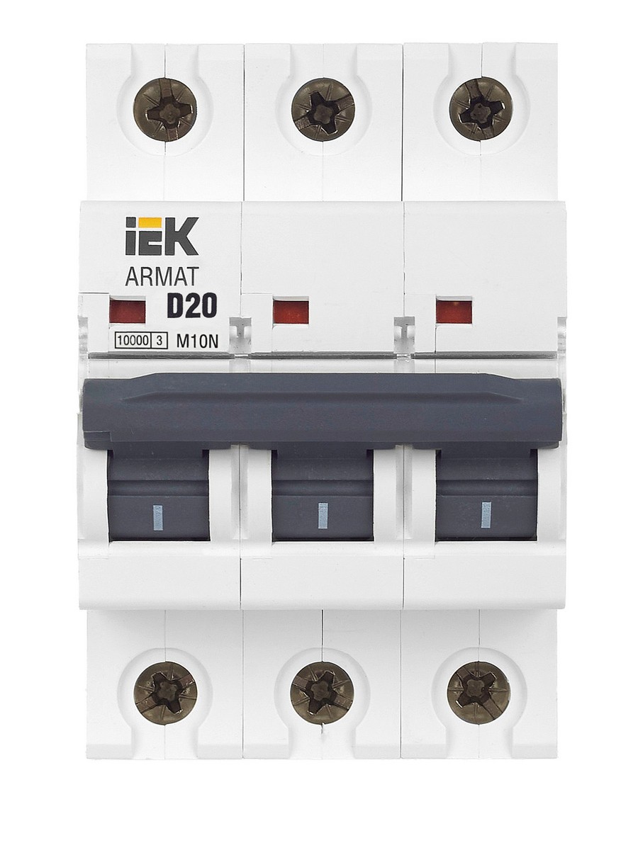 Автоматический выключатель IEK ARMAT M10N 3P D 20А AR-M10N-3-D020