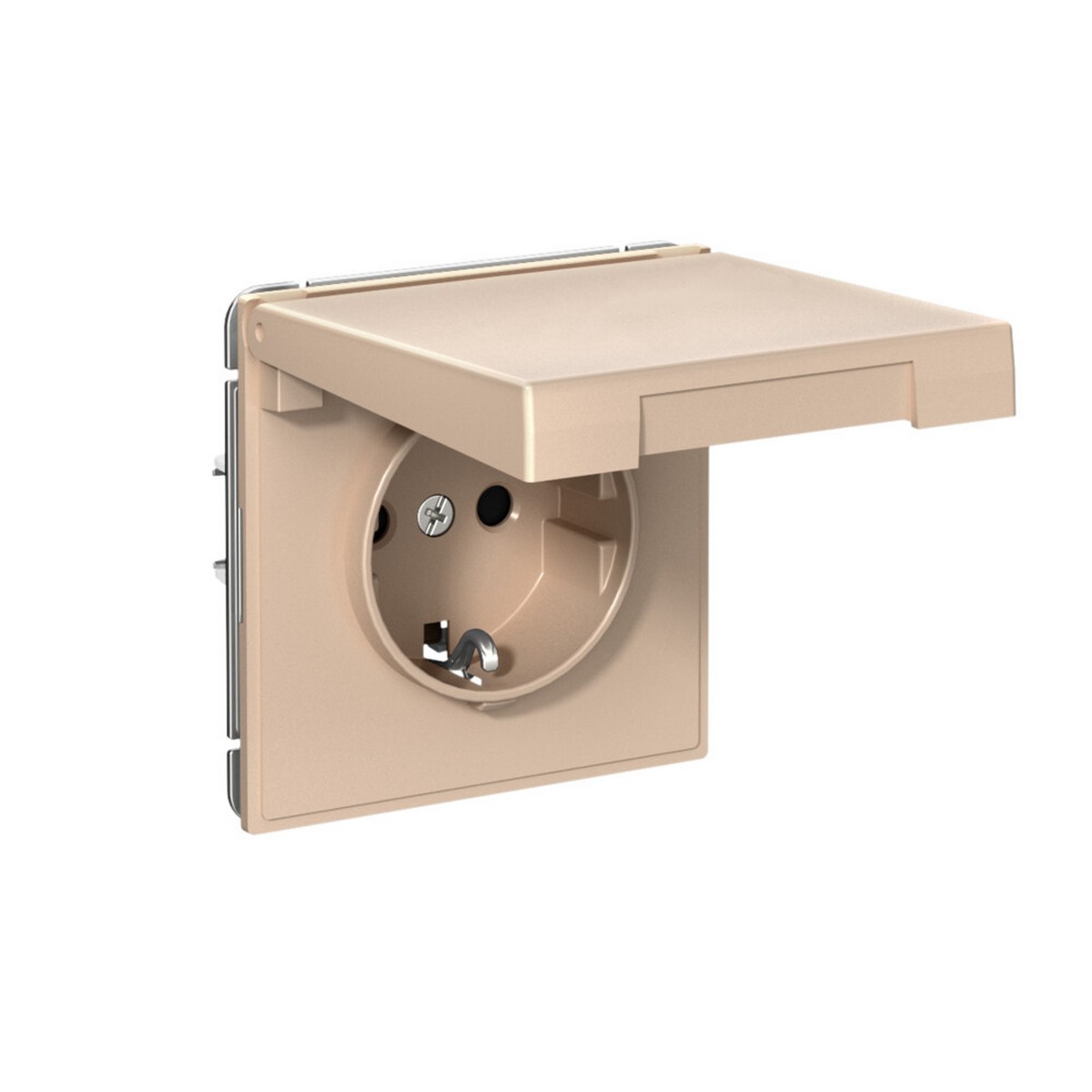 Розетка Systeme Electric ArtGallery Песочный с заземл. со шторк. с крышкой 16А IP20 GAL001246