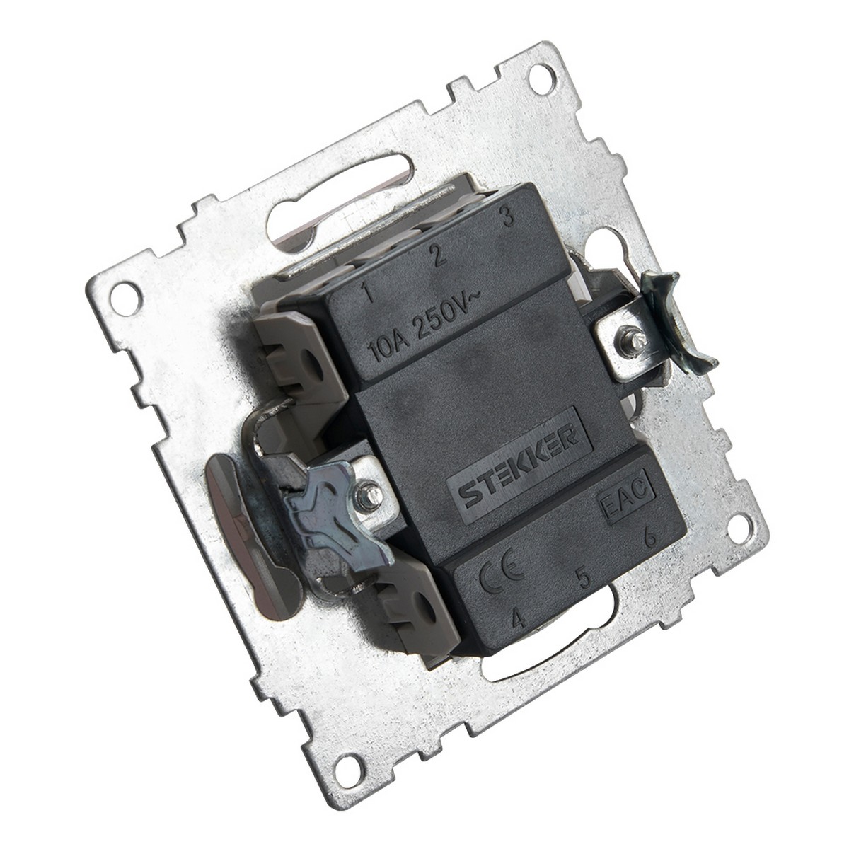 Переключатель 1-клавишный STEKKER GLS10-7105-02 250V 10А Катрин шампань 39590