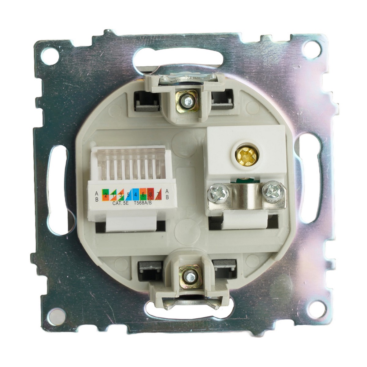 Розетка TV + компьютерная RJ-45 STEKKER GLS00-7106-06 Катрин графит  49417
