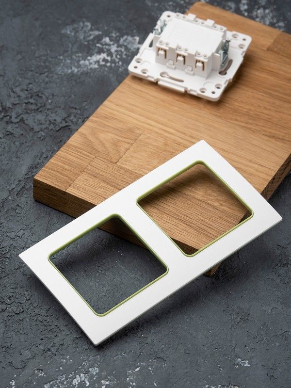 EKF Стокгольм белый Рамка 2-ая EKF PROxima Стокгольм Белый Линия зеленая  EXM-G-303-20