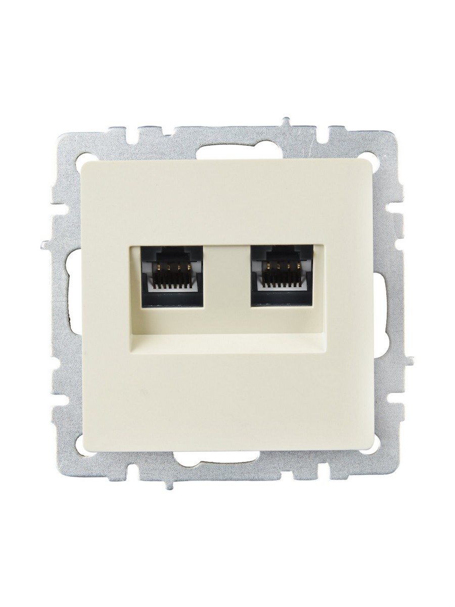 Розетка компьютерная IEK BRITE BASE Бежевый 2-ая RJ45 кат.6 РК11-2-БрКр BR-K20-2-K10