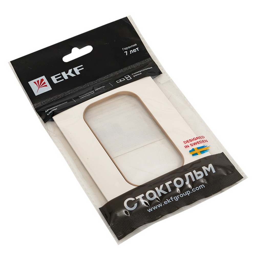 EKF Стокгольм белый Рамка EKF PROxima Стокгольм Белый Линия красная для розетки 2-ой EYM-G-304-20