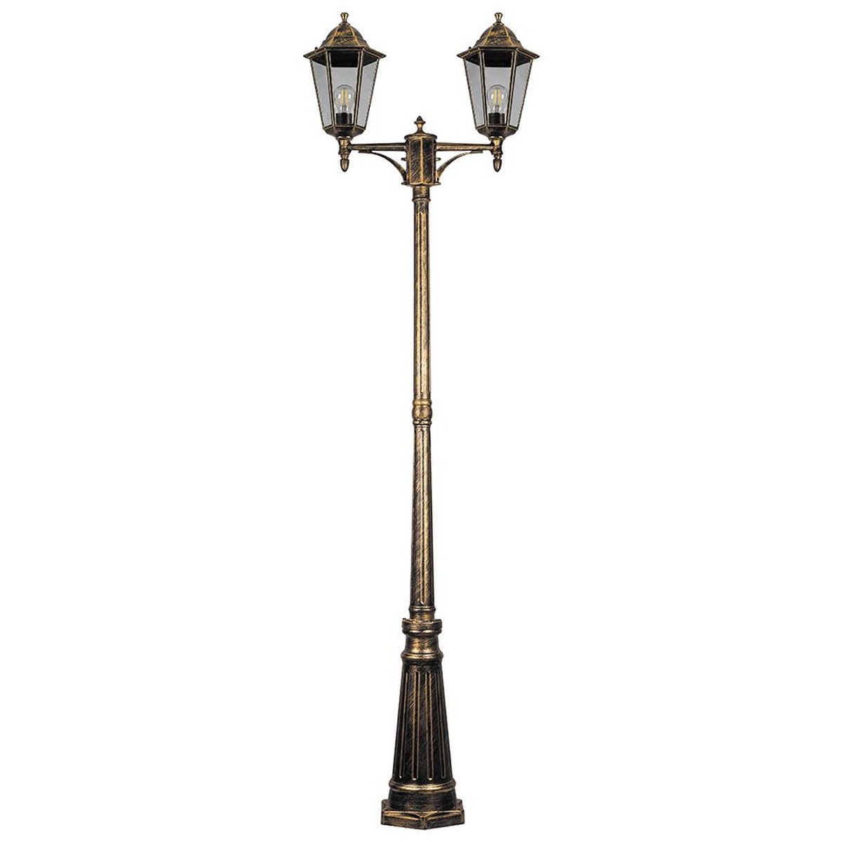 Уличные светильники столб Уличный светильник Feron 6214 столб 2*100W E27 230V, черное золото 11207 