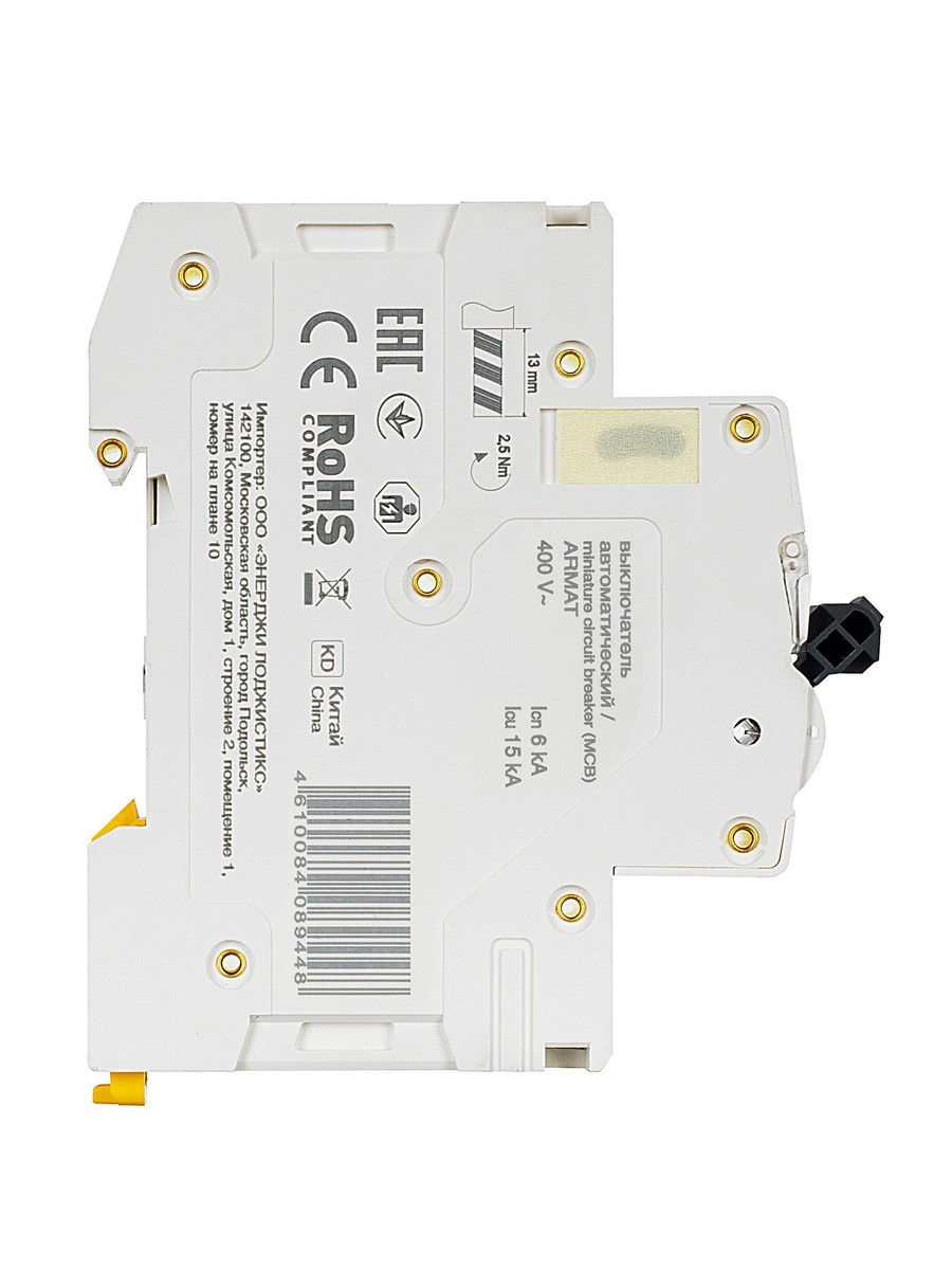 4 полюсные (четырехполюсные) Автоматический выключатель IEK ARMAT M06N 4P C 6А AR-M06N-4-C006 