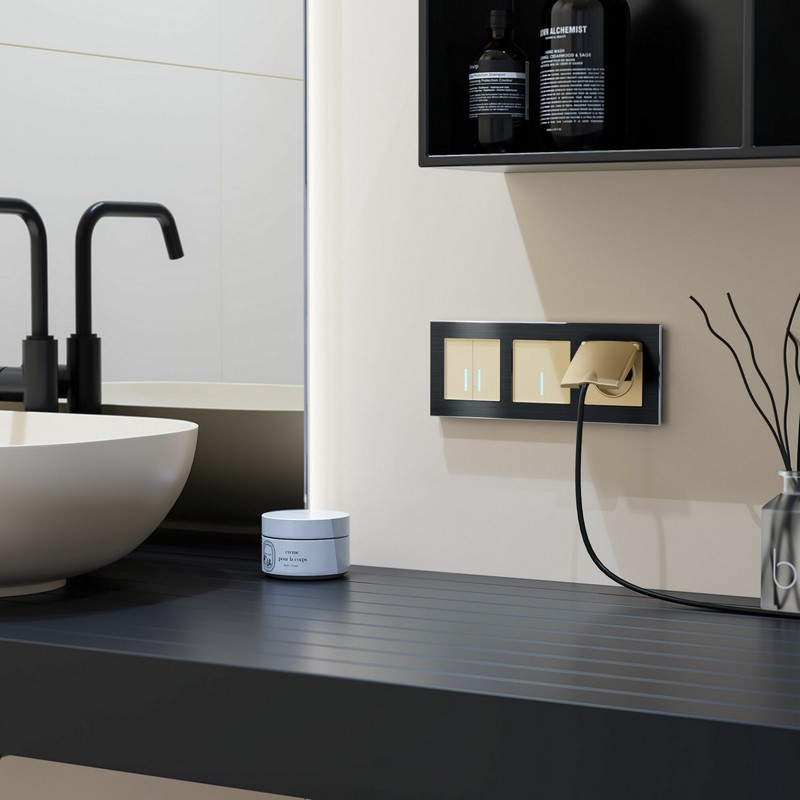 Werkel Шампань механизмы Сенсорный Выключатель Werkel двухклавишный с подсветкой 1000 Вт (шампань) W4520011