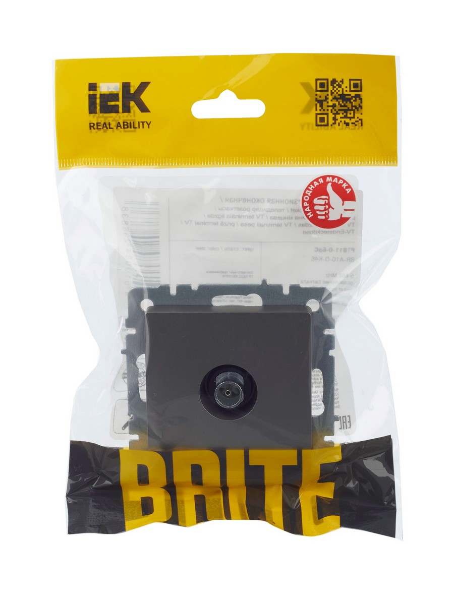 Розетка IEK BRITE TV оконечная РТВ11-0-БрС сталь BR-A10-O-K46