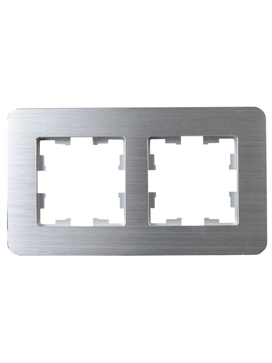 Рамка IEK BRITE DECOR Алюминий/алюм метал. скругл.угол 2-м РУ-2-1-Бр RE AL BR-M22-M-21-K47