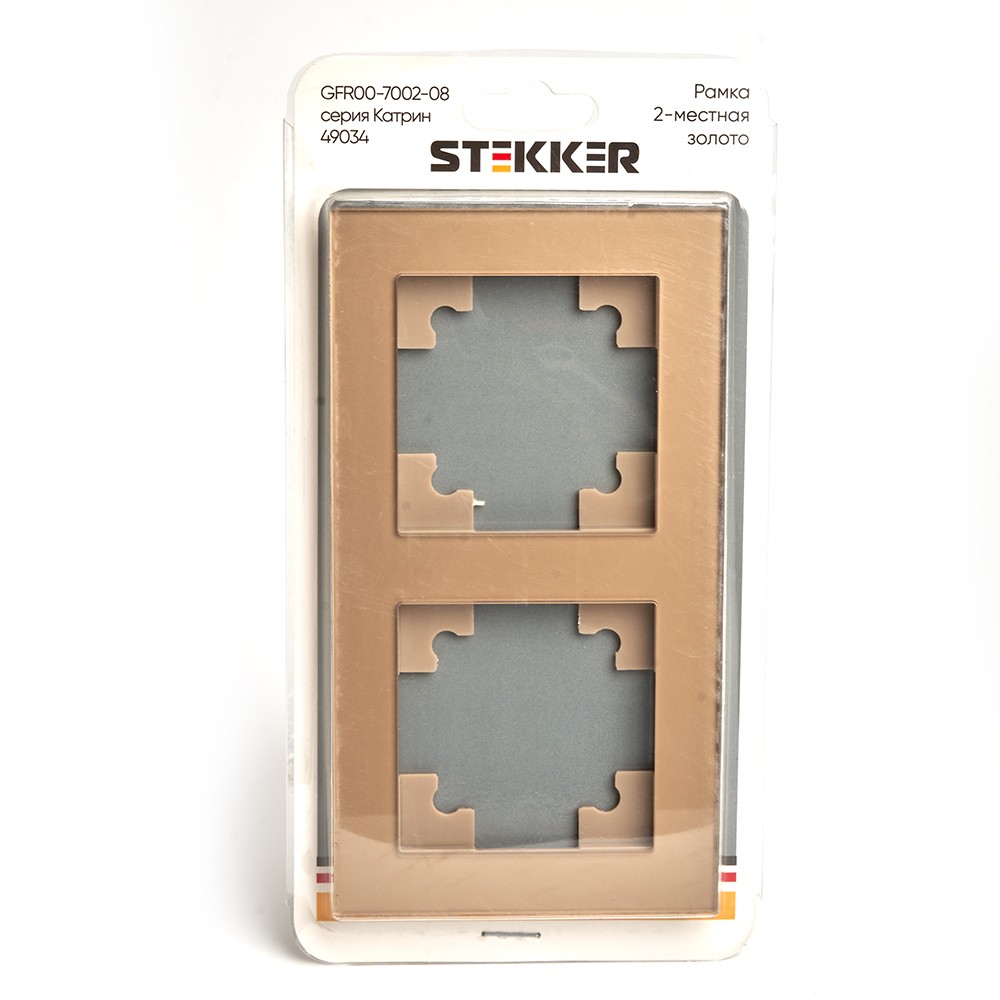Катрин - Розетки и выключатели Stekker Рамка 2-местная стекло STEKKER GFR00-7002-08 серия Катрин золото 49034