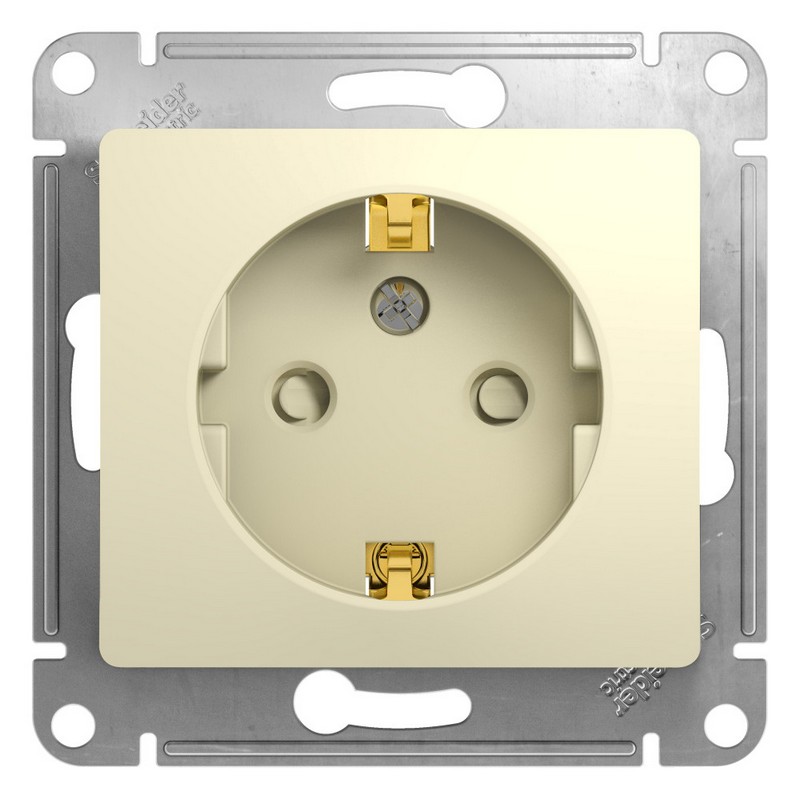 Розетка Systeme Electric Glossa Бежевый с заземлением со шторками GSL000245