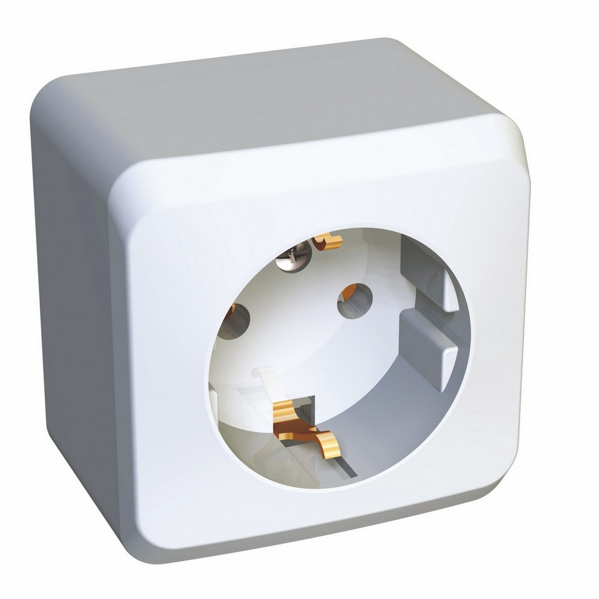 Этюд Белый Розетка 1-ая Systeme Electric Этюд наружный Белый с/з без шторок PA16-003B