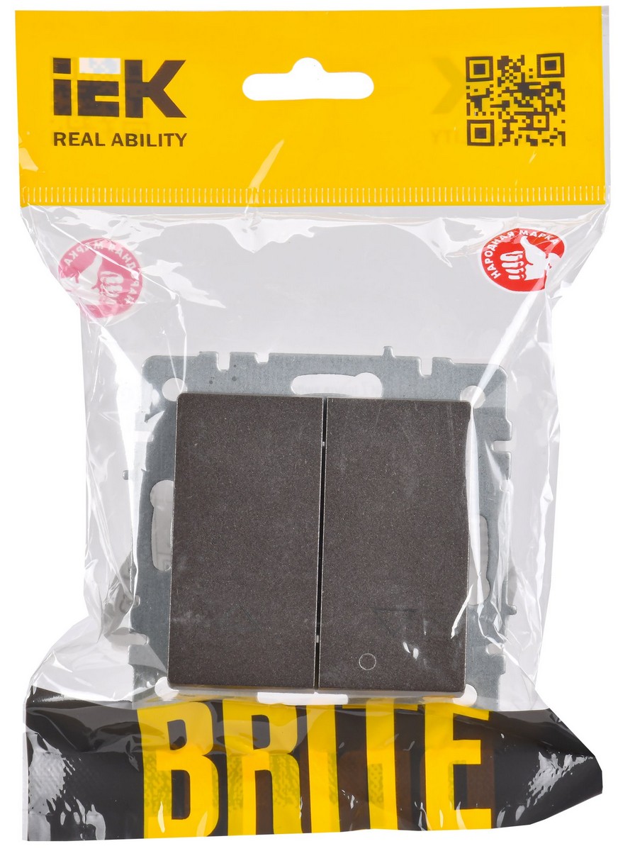 Выключатель IEK BRITE жалюзи 10А ВС10-1-5-БрТБ темная бронза BR-V15-0-10-K45