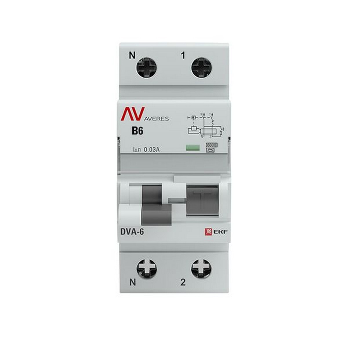 Диф. Автомат EKF AVERES DVA-6 (B) 1P+N 6А/30мА тип А 6кА rcbo6-1pn-6B-30-a-av