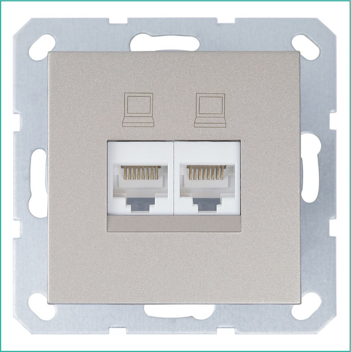Интернет-розетка JASMART RJ45 двойная шампань G6106CH
