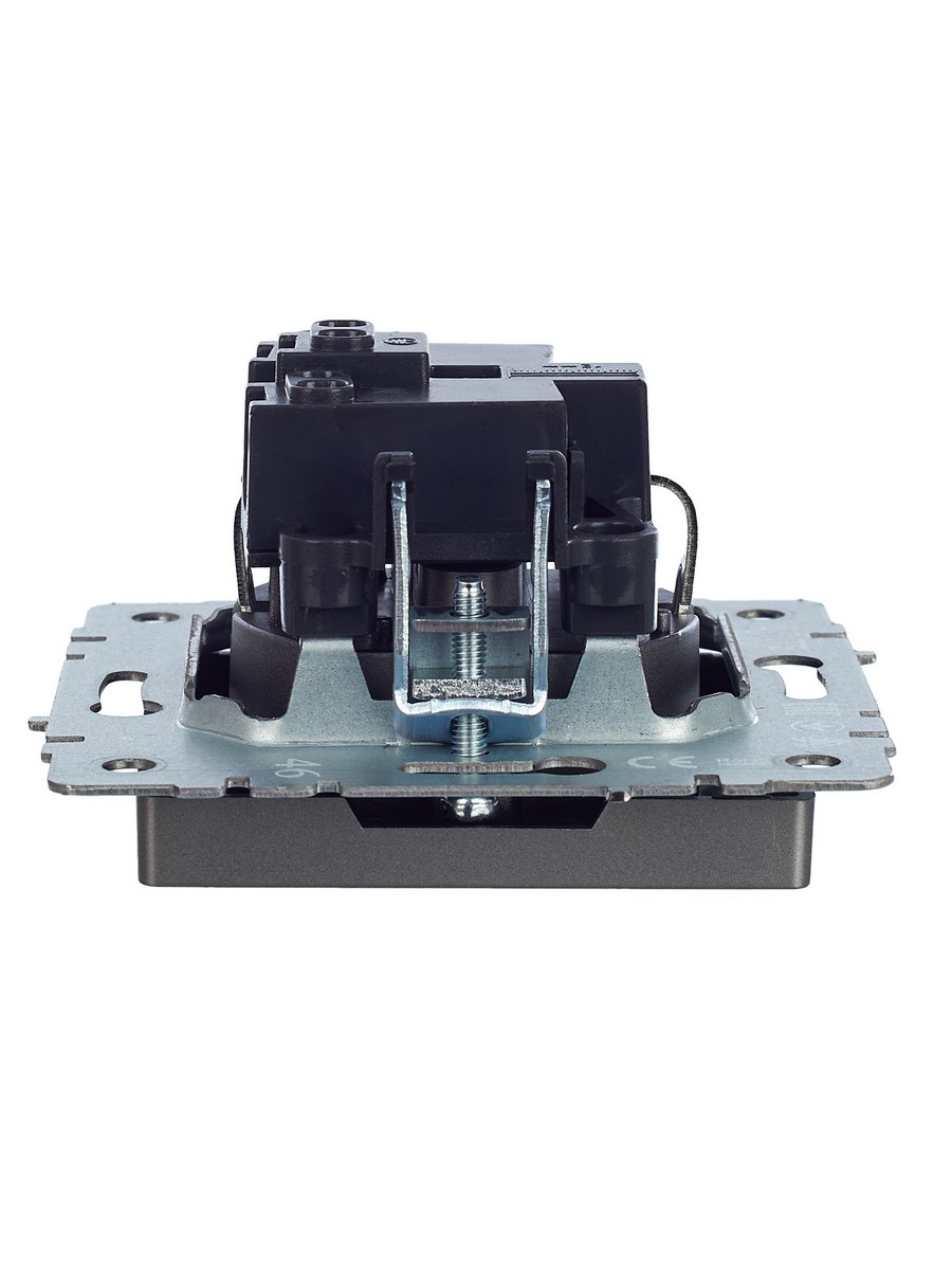 Розетка IEK BRITE с/з без шторок 16А РС11-1-0-БрС сталь BR-R11-16-K46