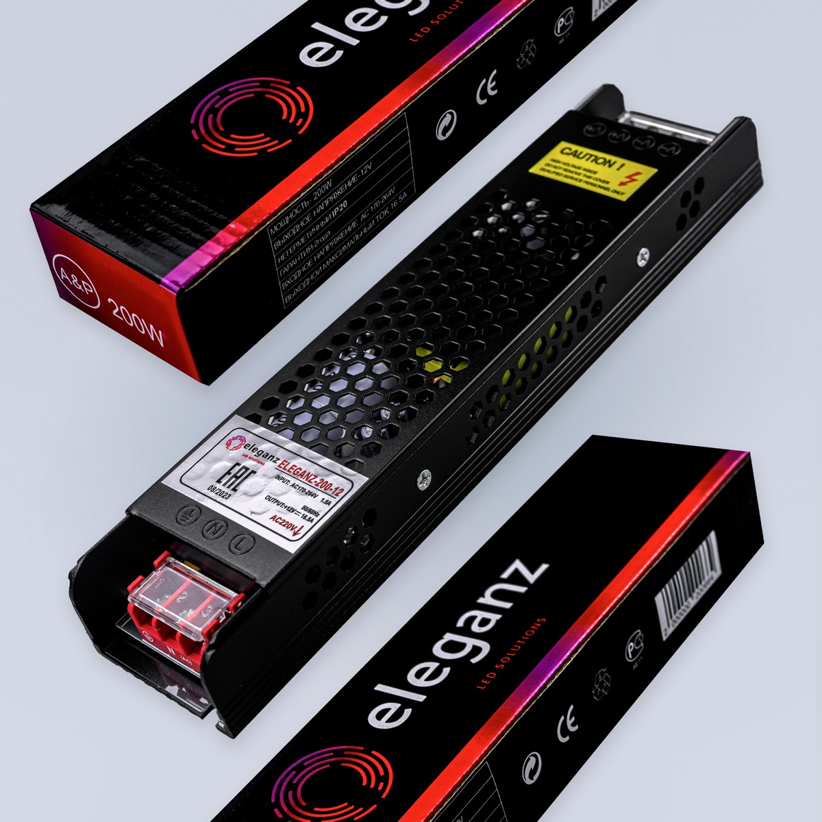 Блок питания для светодиодной ленты Eleganz 12V 200W IP20 сверхузкий 1107