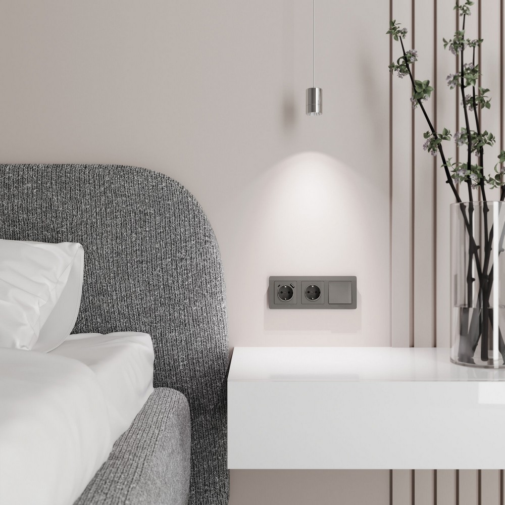 Werkel Графит акрил Выключатель Werkel одноклавишный проходной (графит акрил) W11120440