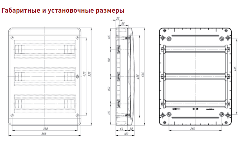 Щит распределительный Tekfor BNK 40-54-1 на 54 мод накладной IP41 прозрачная черная дверца