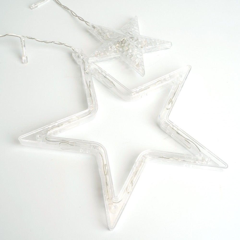 Светодиодная гирлянда Feron CL29 бахрома Звезды 3*1м + 3м 230V 2700K статичная c питанием от сети прозрачный шнур 48613