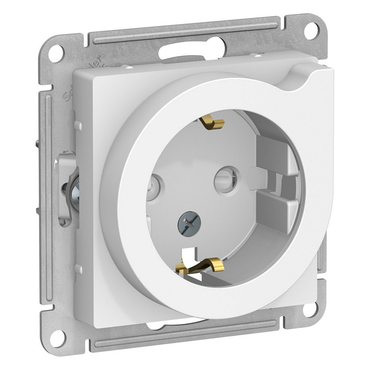 Розетка Systeme Electric AtlasDesign белый с/з со шторками с выталк., 16А, ATN000147