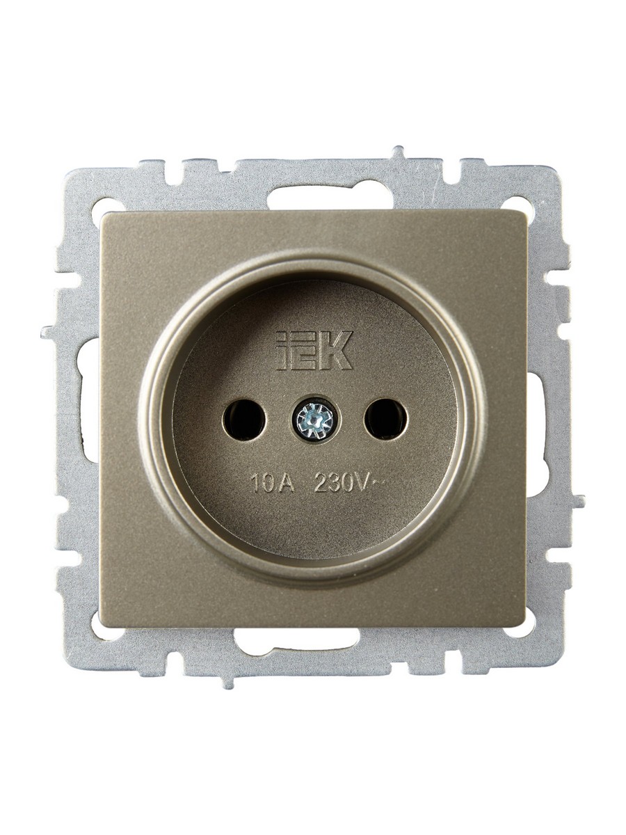 IEK Brite Шампань Розетка IEK BRITE б/з без шторок 10А РС10-1-0-БрШ шампань BR-R10-10-K37