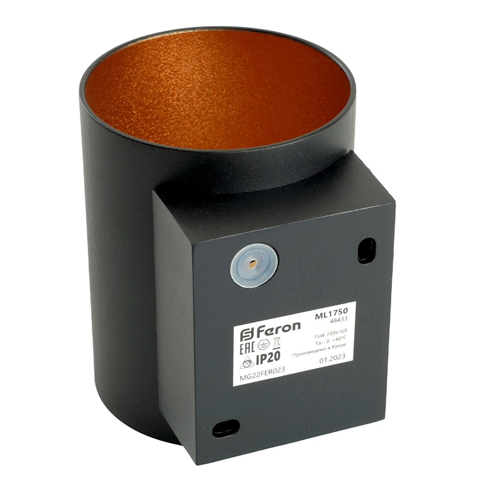 Светильник настенный Feron ML1750 Glow G9 чёрный золото 48433
