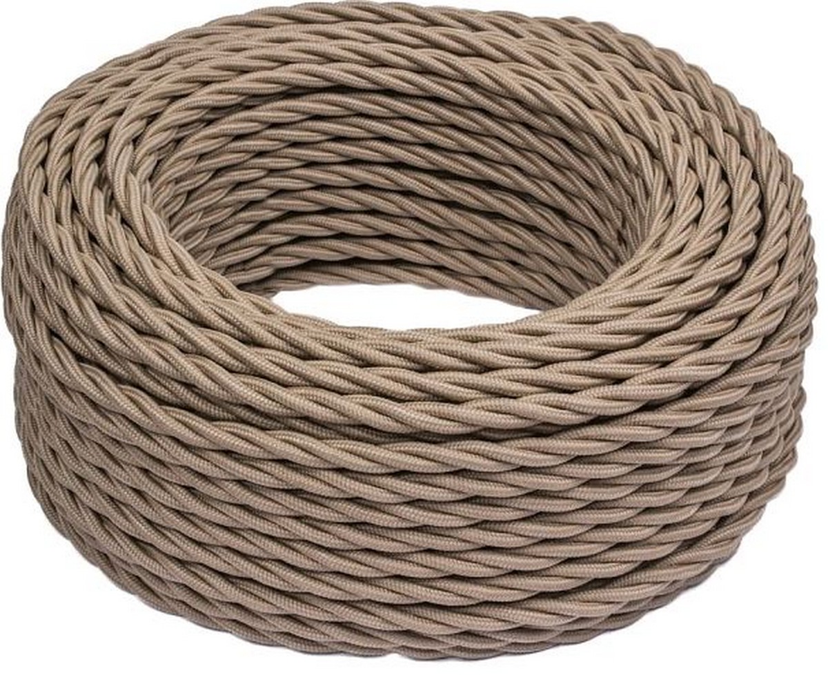 Витой ретро провод (кабель) Витой провод BIRONI Капучино матовый 2*1,5 10м B1-424-716-10 