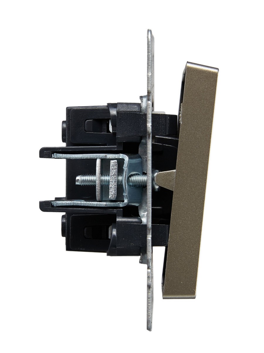 IEK Brite Шампань Выключатель IEK BRITE BASE Шампань 1-кл. прох. с инд. 10А ВС10-1-7-БрШ BR-V12-1-10-K37