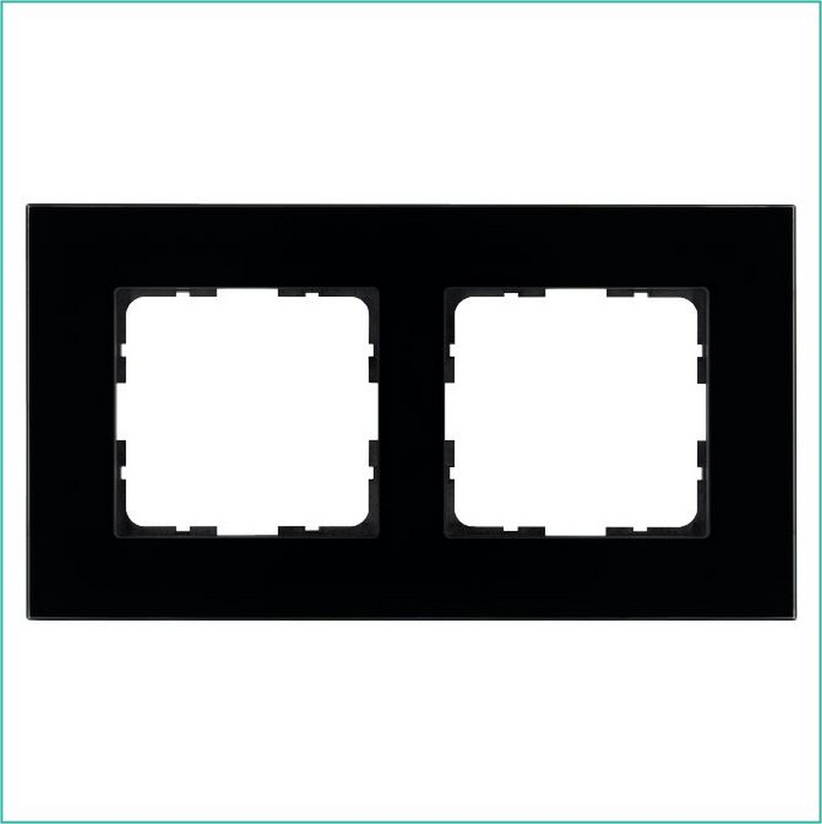 JASMART G - розетки и выключатели Рамка JASMART 2-постовая стекло Black Glass G1002GB