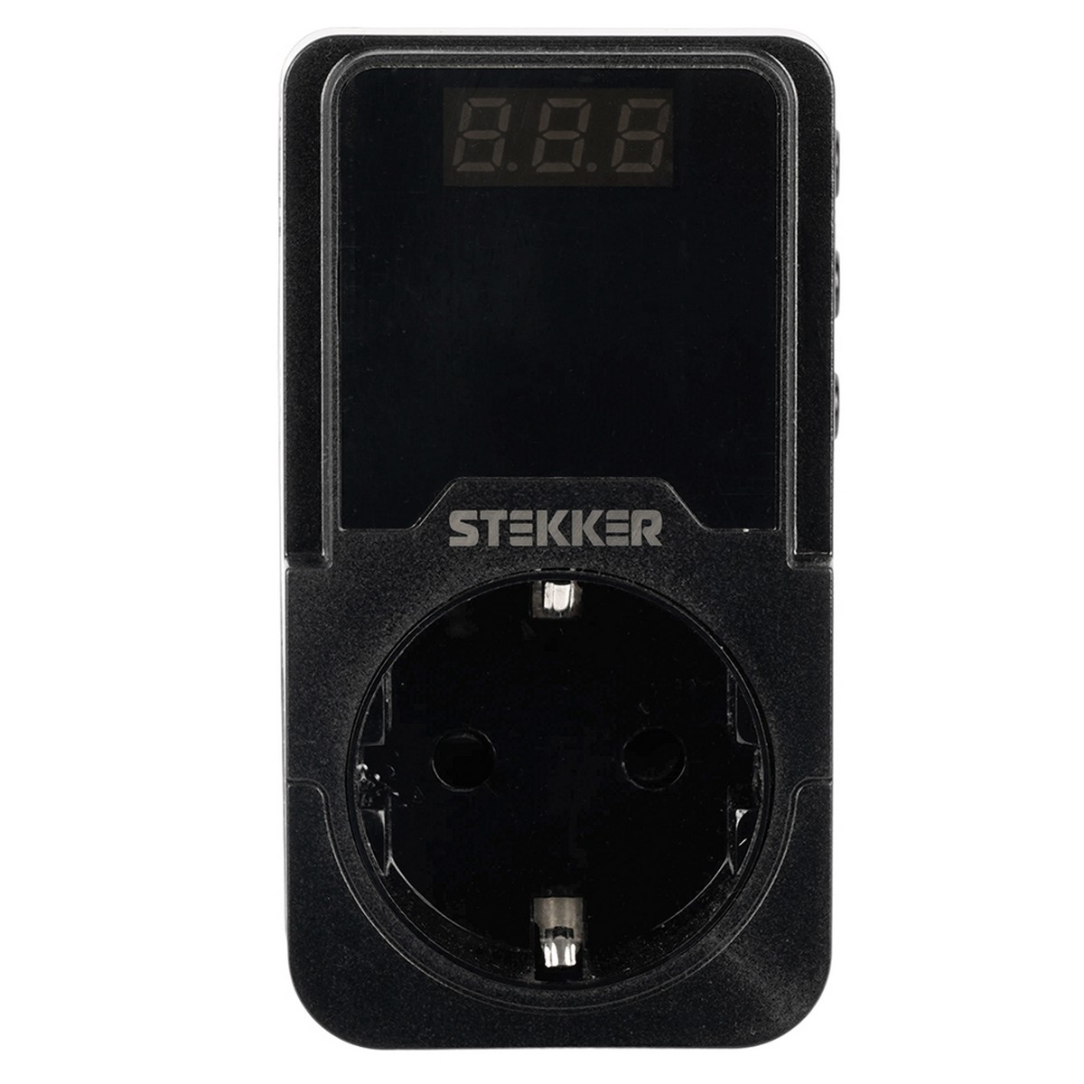 Реле напряжения для розетки регулируемое STEKKER VPR-200B черный 50690