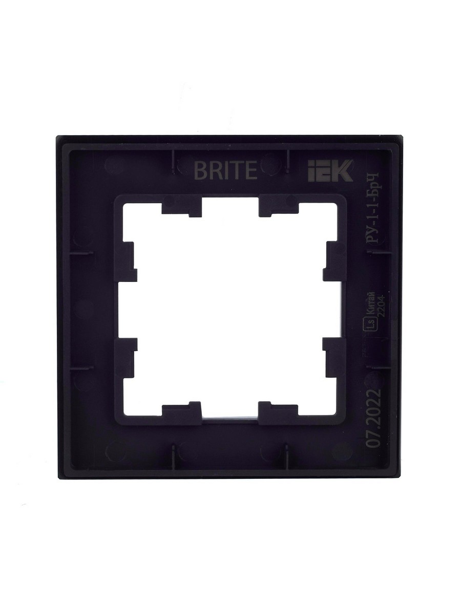 Рамка IEK BRITE 1-местная РУ-1-1-БрЧ металл черный BR-M12-M-K02