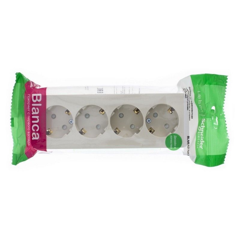 Blanca бежевые розетки и выключатели Розетка SE Blanca 4-ая Бежевый наружный с/з со шторками изолир. пластина BLNRA011417